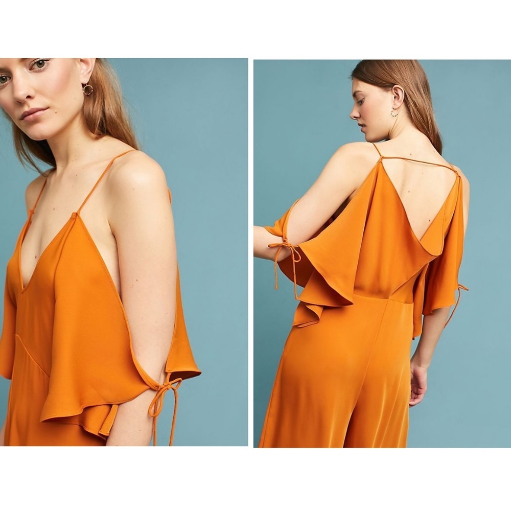 Anthropologie Aurelia OpenShoulder Jumpsuit Gem
